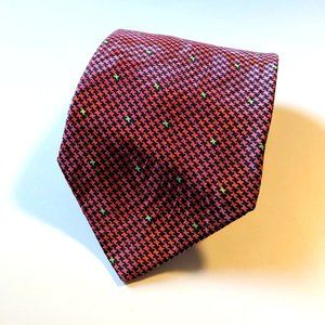 Brioni Men's 100% Silk Necktie Red Green Geometric Pattern